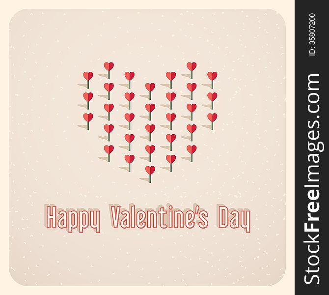 Valentines Day card in vintage style. Vector illustration.