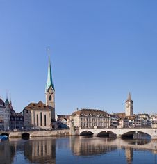 Zurich, Lady Minster And St. Peter Church Royalty Free Stock Photography Zurich, Lady Minster And St. Peter Church Royalty Free Stock Photography