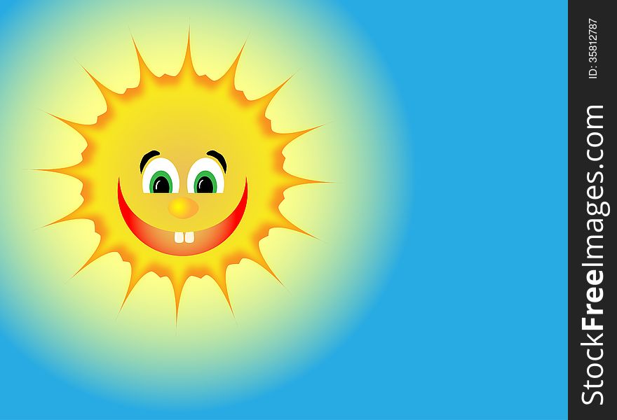 Positive sun with a big smile and a bulbous nose