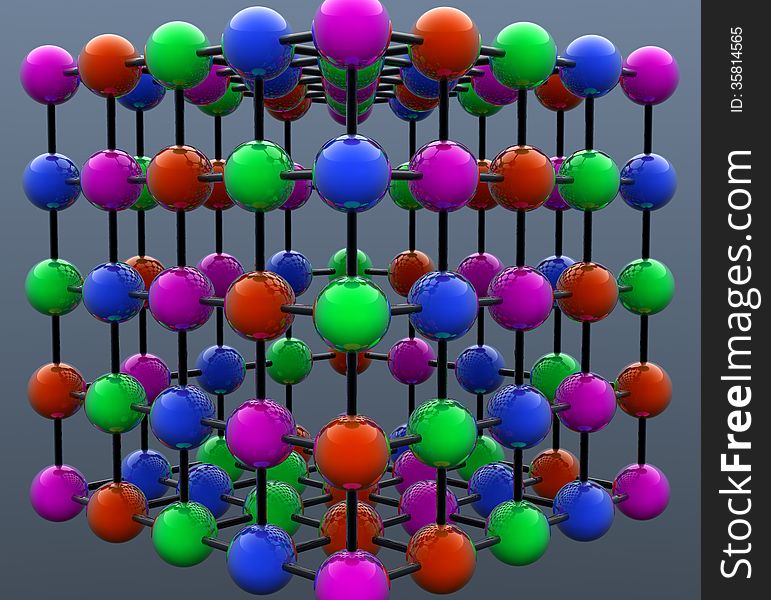 3d design. Colored spheres and connections