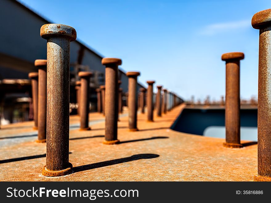 Big bolts as part of bridge construction. Big bolts as part of bridge construction