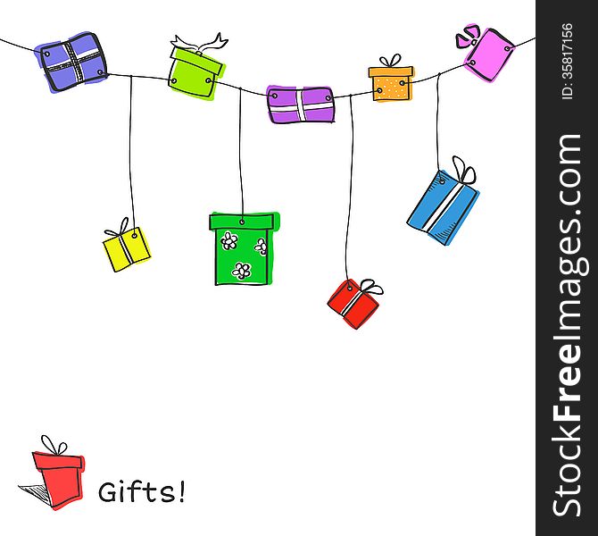 Sketch Gift Boxes Garland