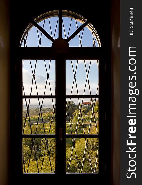 Big window on a country landscape