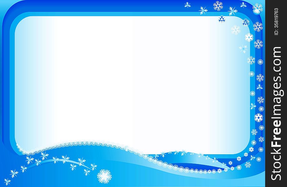 Christmas landscape with snowflakes and snow drifts in white and blue colors. Christmas landscape with snowflakes and snow drifts in white and blue colors