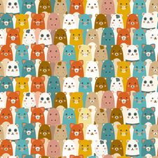 Seamless Pattern With Cartoon Animals Royalty Free Stock Photo Seamless Pattern With Cartoon Animals Royalty Free Stock Photo