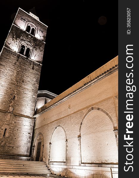 Night view of cathedral, melfi, basilicata, italy. Night view of cathedral, melfi, basilicata, italy