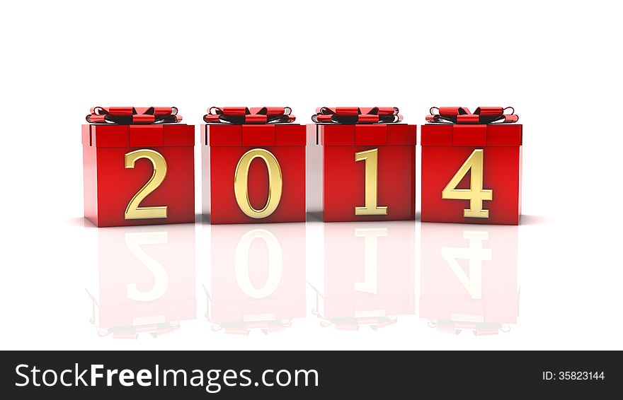 2014 red gif box on white background. 2014 red gif box on white background