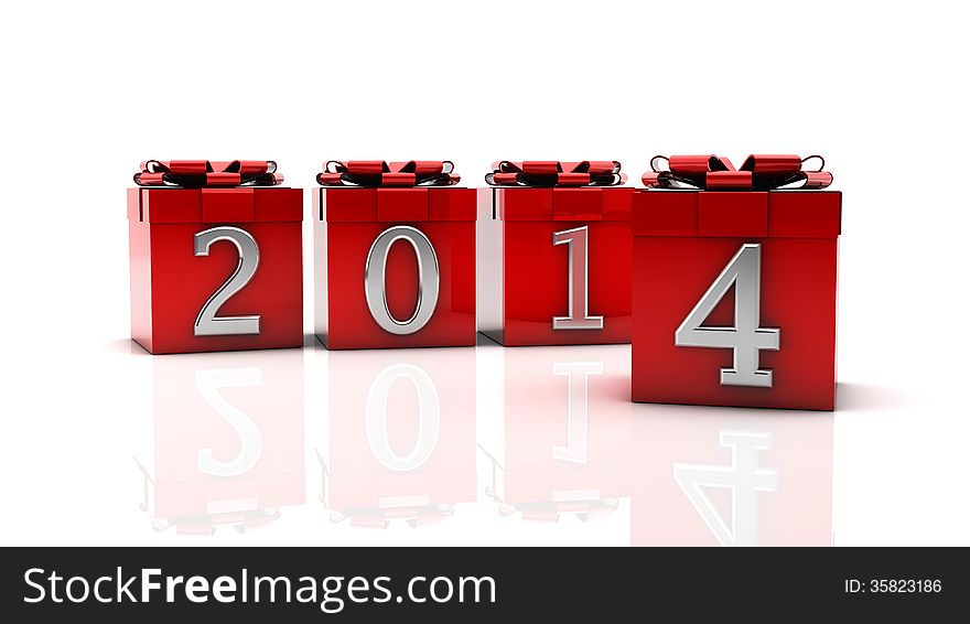 2014 red gif box on white background. 2014 red gif box on white background