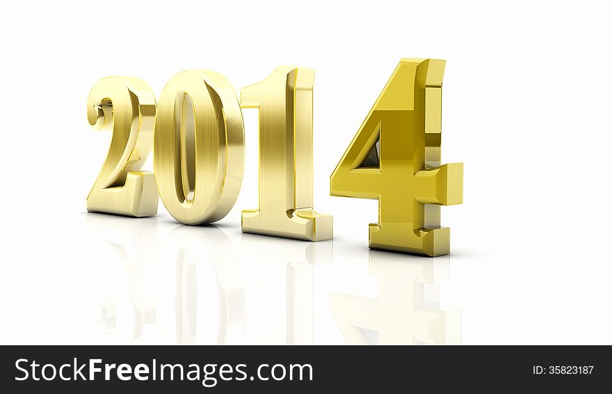New year 2014 in gold. New year 2014 in gold