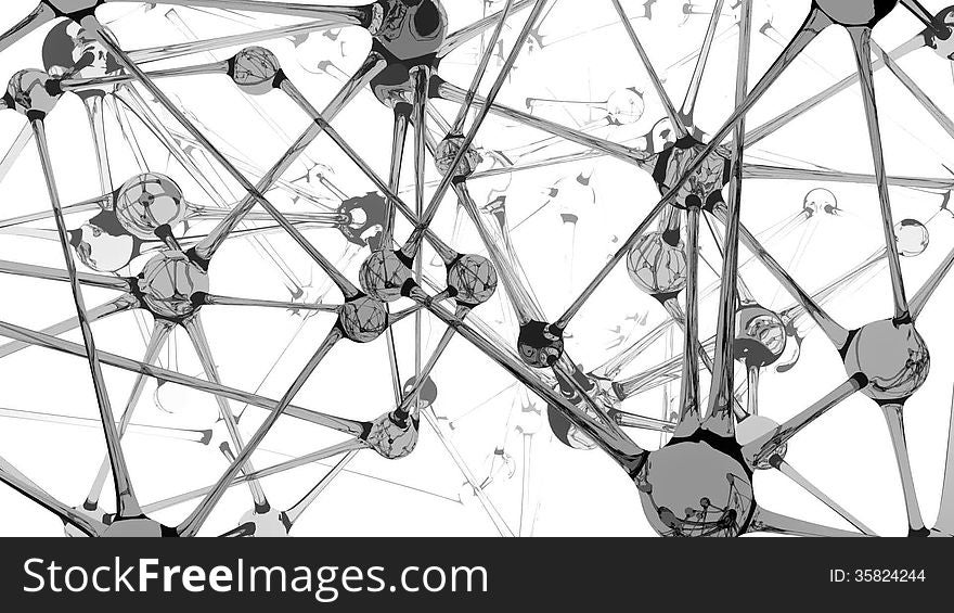 Seamless loop, background animation of a glass, neuron-like structure, representing a biological network communication system or a chemical structure with nodes and synapses