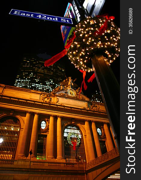 Christmas lights 42nd Street NYC. Christmas lights 42nd Street NYC