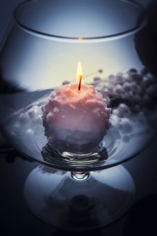 Burning Candle In Glass Goblet Royalty Free Stock Images