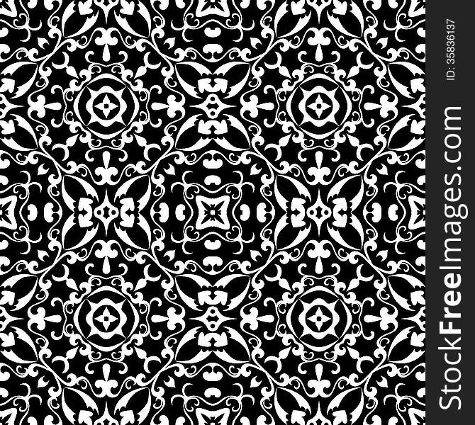 Abstract swirls, black and white seamless pattern. Abstract swirls, black and white seamless pattern