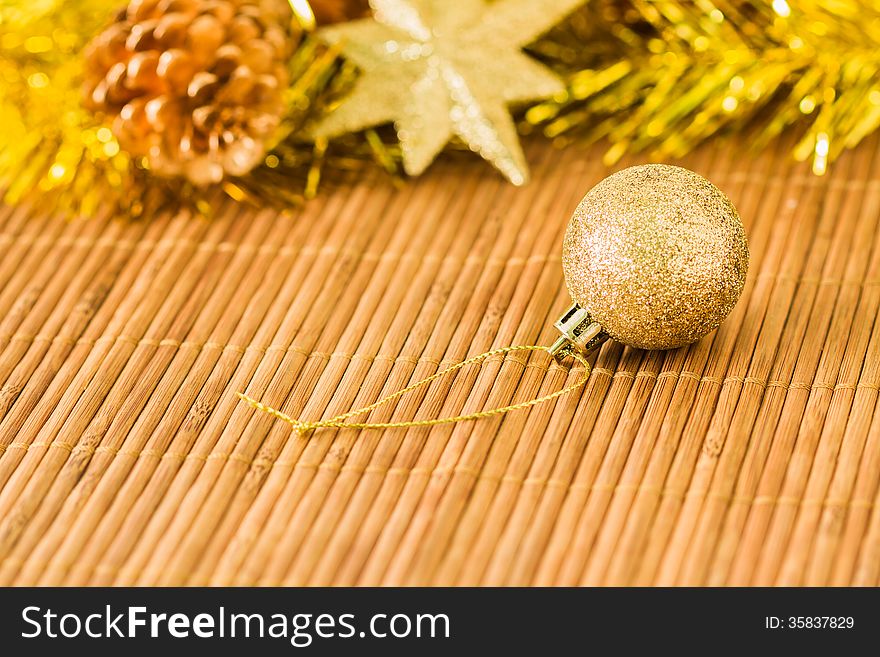 Christmas decoration on wooden plate