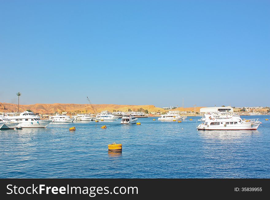 Yachts on the coast Sharm-El-Shaikh of Egypt. Yachts on the coast Sharm-El-Shaikh of Egypt