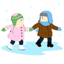 A Boy And A Girl At The Rink Stock Photos A Boy And A Girl At The Rink Stock Photos