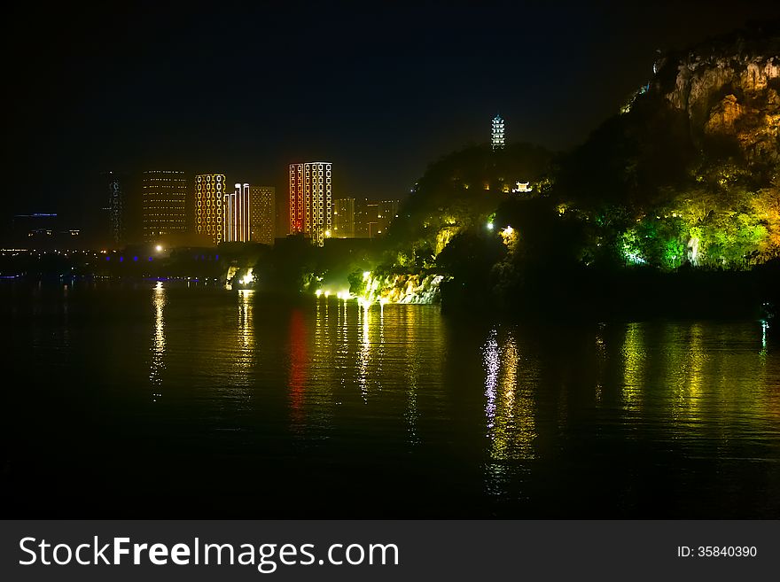 Chinese classic landscape at night