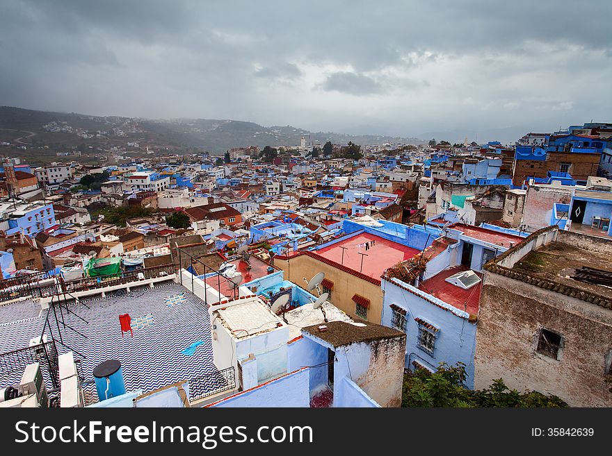 View Of Medina Blue Town Chefchaouen, Morocco