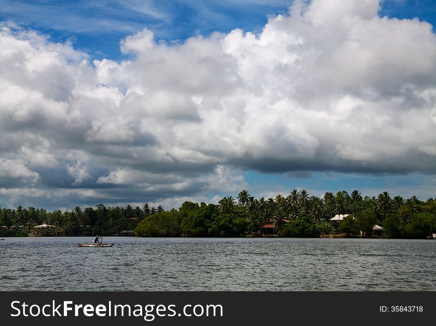 Sri Lankan exotic landscape with amazing sky