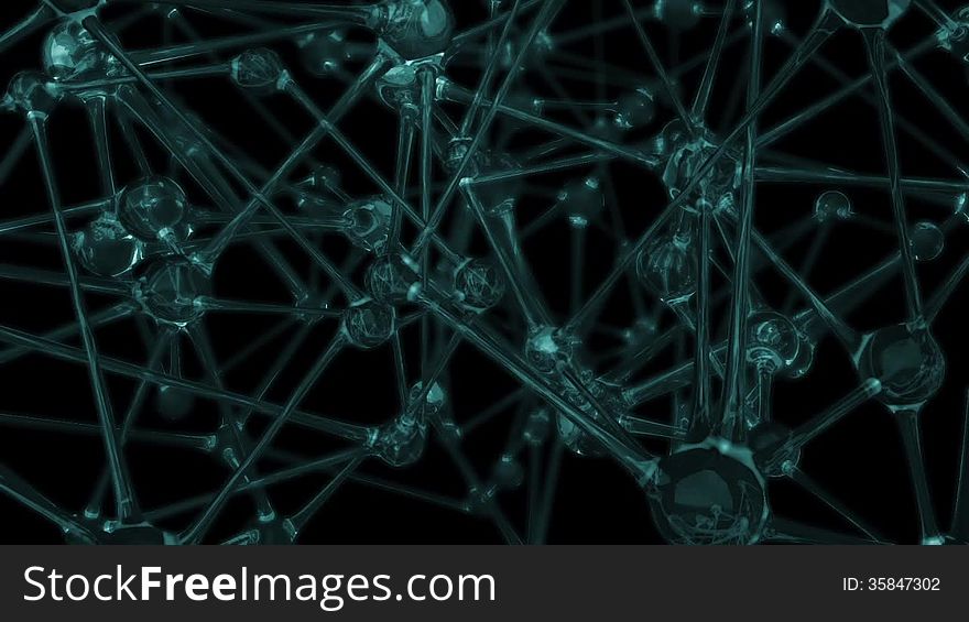 Loop background animation of a glass, neuron-like structure, representing a biological network communication system or a chemical structure with nodes and synapses. Loop background animation of a glass, neuron-like structure, representing a biological network communication system or a chemical structure with nodes and synapses.
