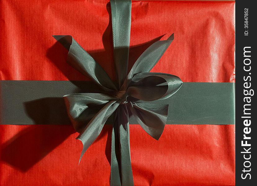 Red Present with Black Bow