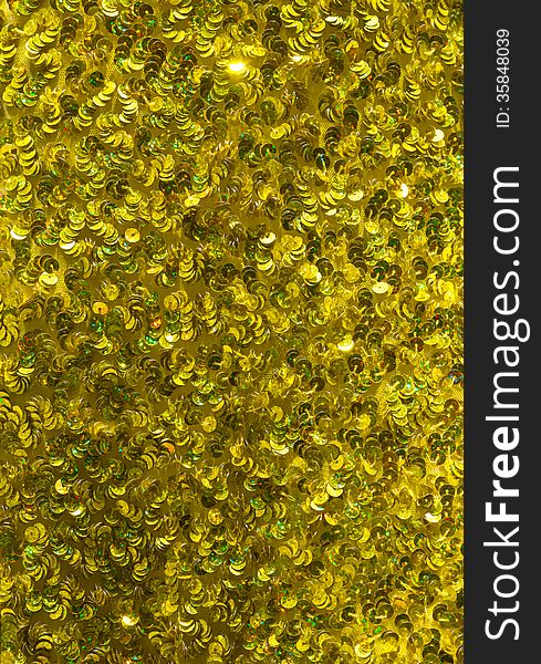 Close-Up of Yellow Sequin Dress. Close-Up of Yellow Sequin Dress