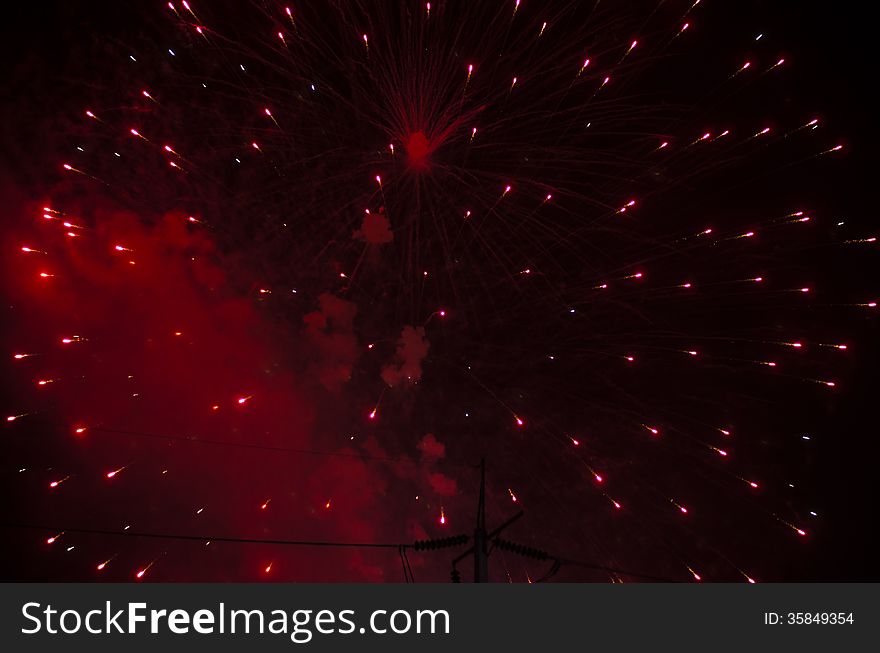 Celebrate festival fire work on black sky background