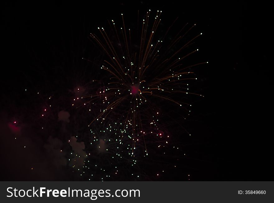 Celebrate festival fire work on black sky background