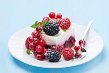 Piece Of Cheesecake With Fresh Berries On The Plate Stock Photography
