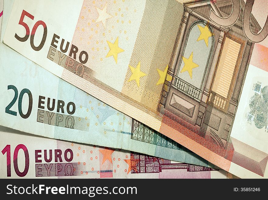 Euro money banknotes background bills