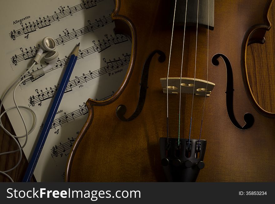 time to practice violin violin with sheet music on vintage style