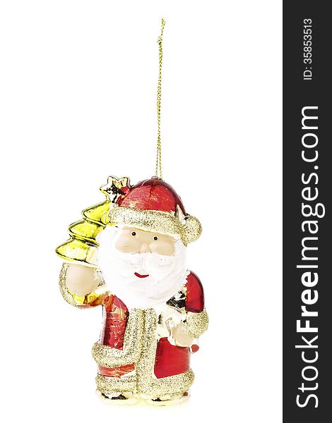 Hanging santa claus doll for decorate on white background