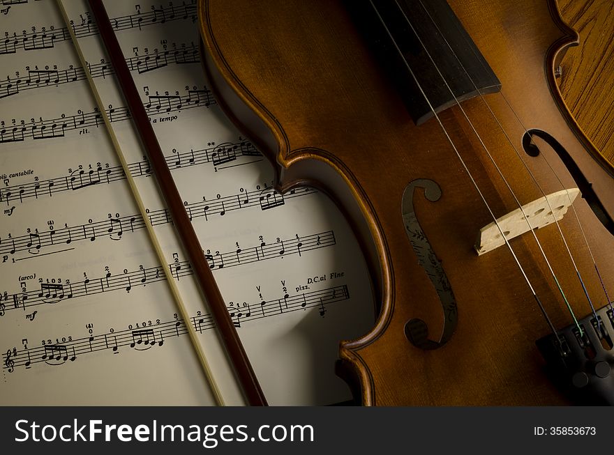time to practice violin violin with sheet music on vintage style