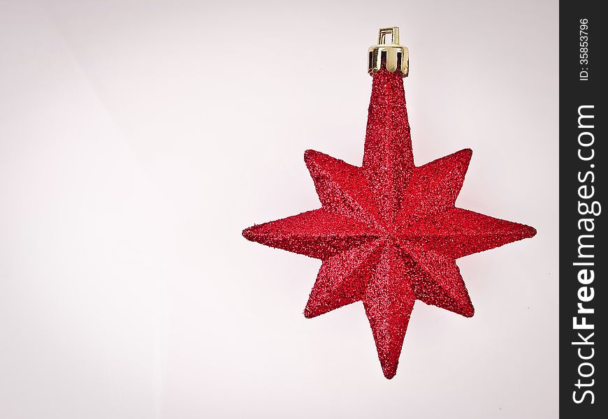 Ornament red star on white background with vignett conner and copy space. Ornament red star on white background with vignett conner and copy space
