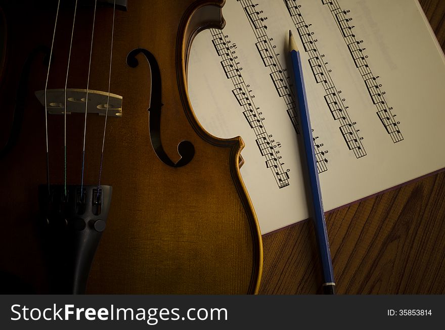 time to practice violin violin with sheet music on vintage style