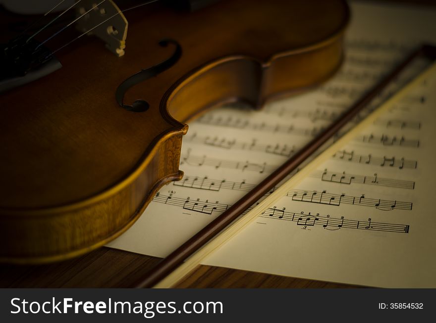 time to practice violin violin with sheet music on vintage style