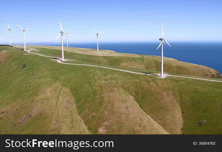 Aerial wind farm in south australia