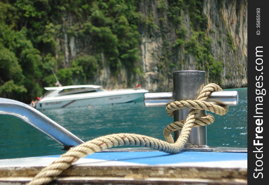 Speed boats in blue water in phi phi island