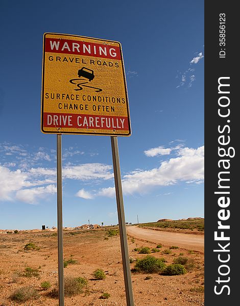 Sign for outback roads in south australia