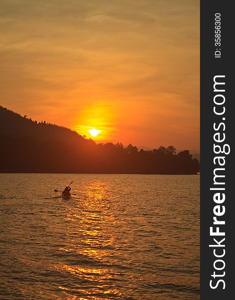 Abstract nature, Kayaks and sunste, in Lake Dam Kaeng Krachan, Thailand