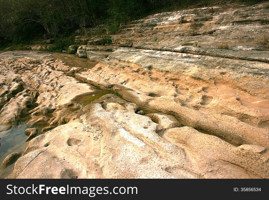 Oyo river in the area of Gunungkidul Yogyakarta is one of the Chalky white river in its banks are formed due to sedimentation