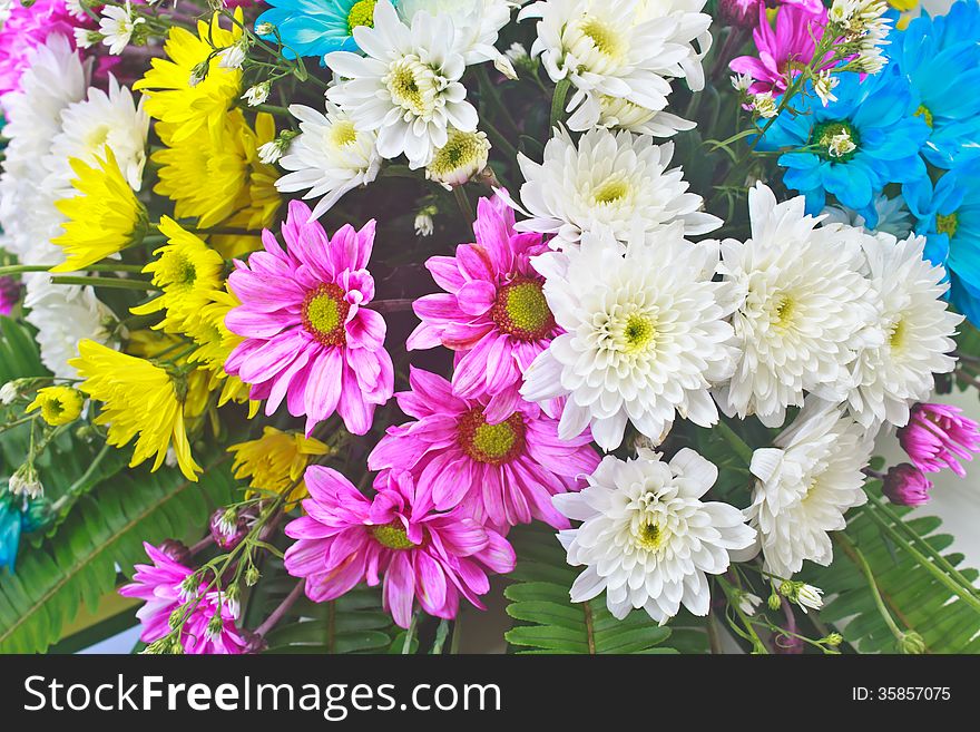 Beautiful bouquet of bright flowers, colorful flora