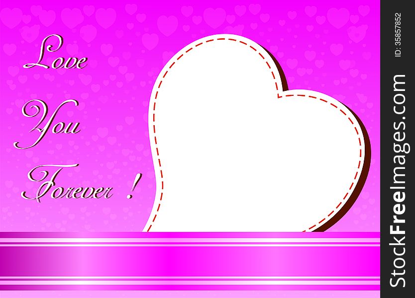 Valentines Day beautiful background with ornaments and heart. Place for your text.