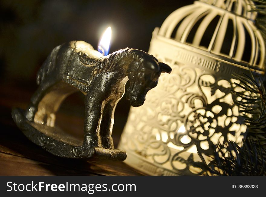 New Year`s Candle In The Form Of A Horse