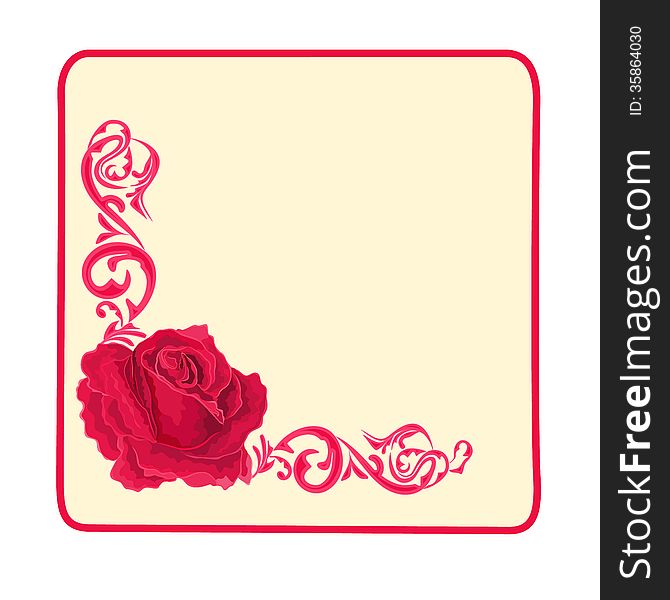 Button Banner Business Card Roses And Ornaments Sq