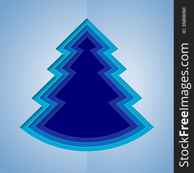 Blue paper christmas tree on white background. RGB EPS 10. Blue paper christmas tree on white background. RGB EPS 10