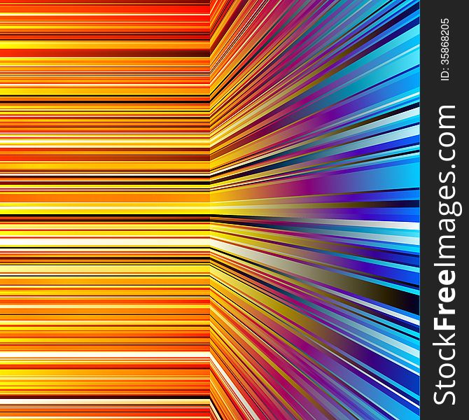 Abstract warped orange and blue stripes