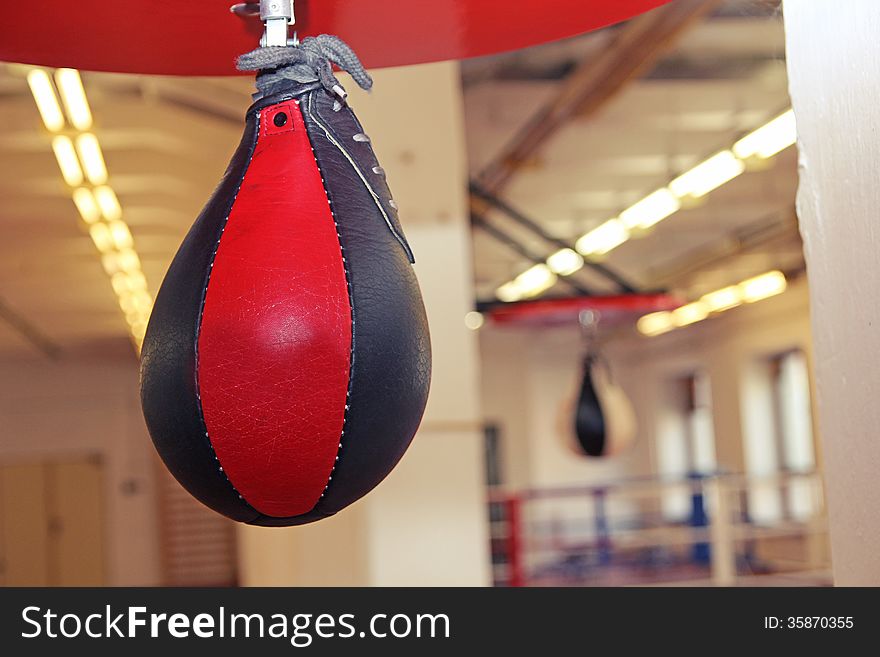 Punching bag in a fitness room