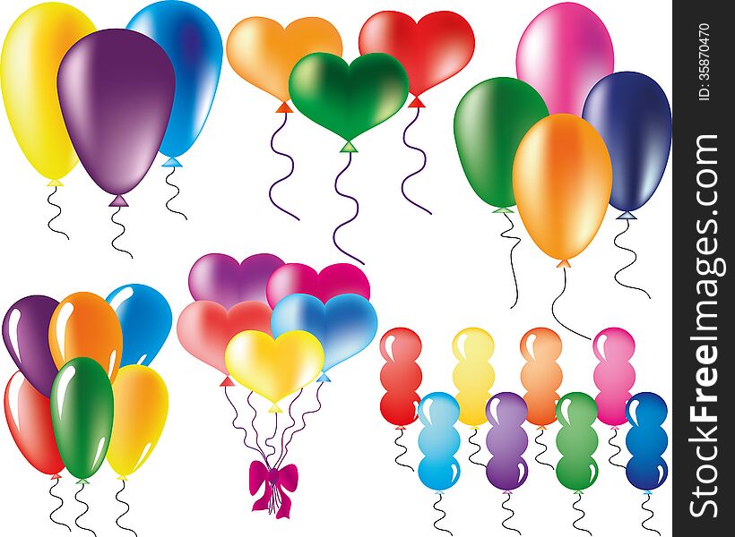 Different bright shapes of balloons