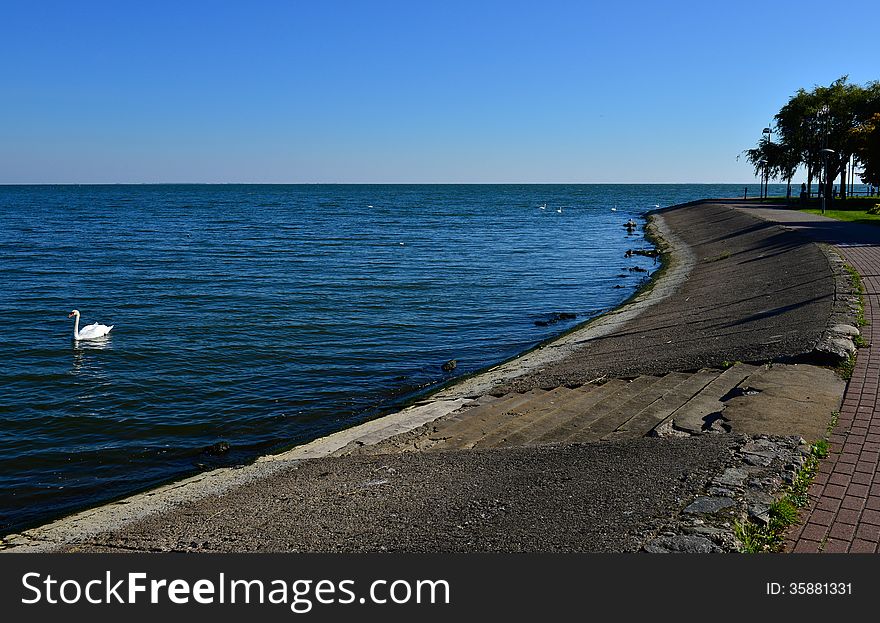 View on Curonian Lgoon in Nida village, Curonian spit, Lithuania. View on Curonian Lgoon in Nida village, Curonian spit, Lithuania